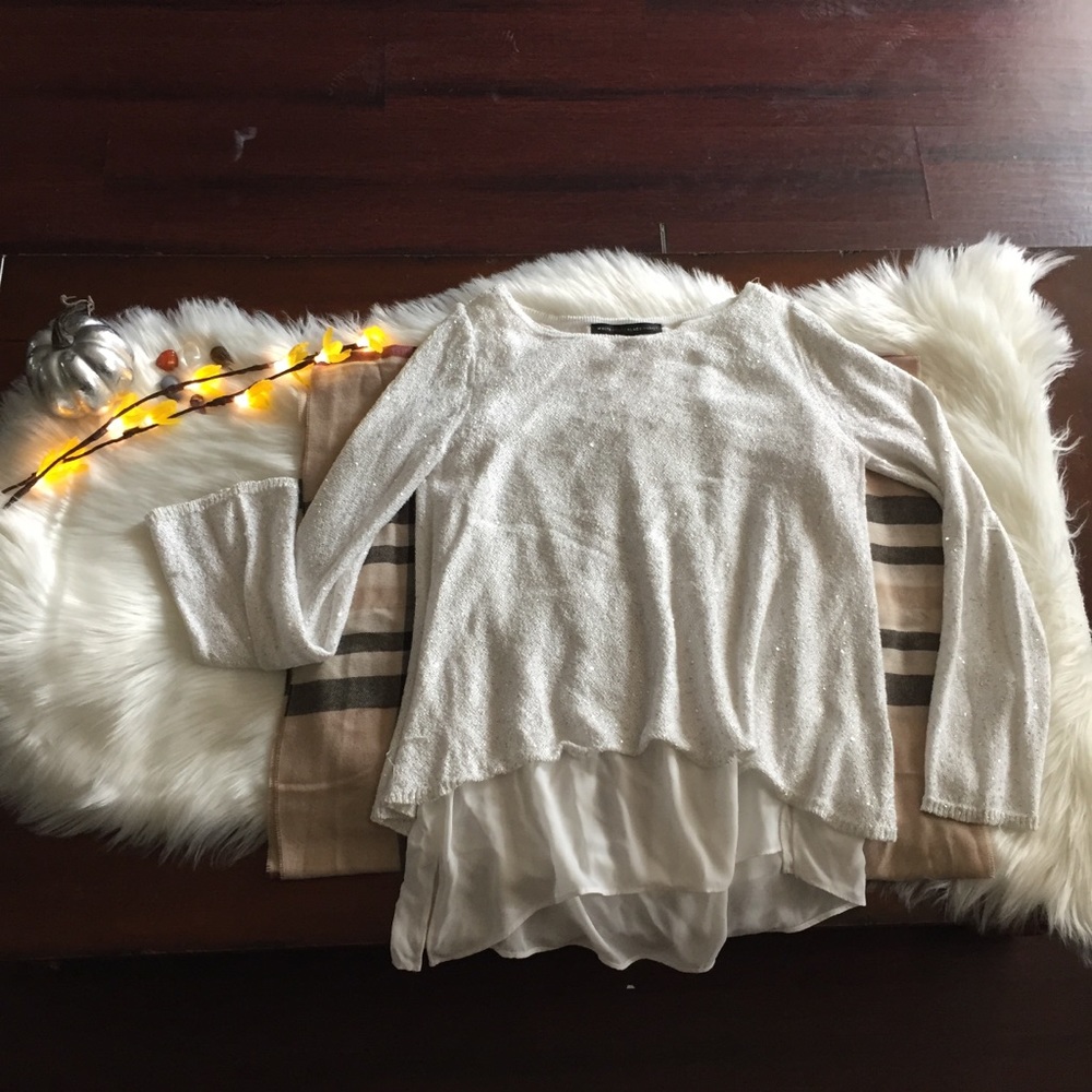 White House Black Market Sequined Blouse Sz S